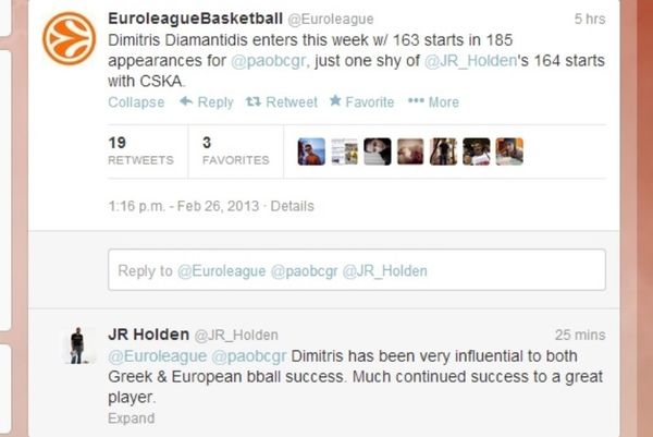 Χόλντεν: «Έμπνευση για το ελληνικό και το ευρωπαϊκό μπάσκετ ο Διαμαντίδης»