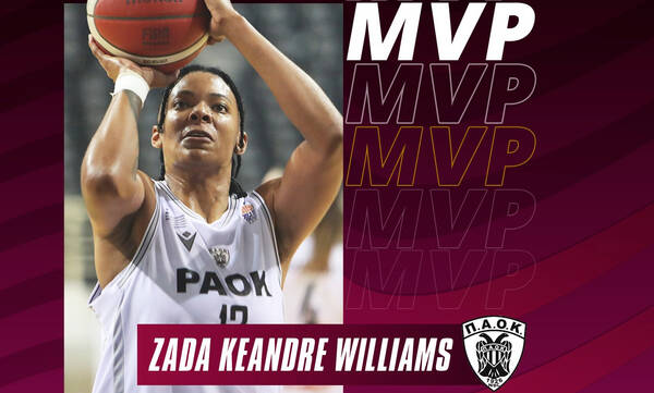 Α1 Μπάσκετ Γυναικών: Η Ζάντα Ουίλιαμς του ΠΑΟΚ αναδείχθηκε MVP της 4ης Αγωνιστικής